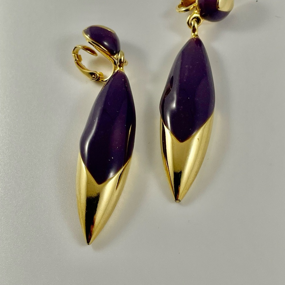 Elegant Purple and Gold Drop Earrings